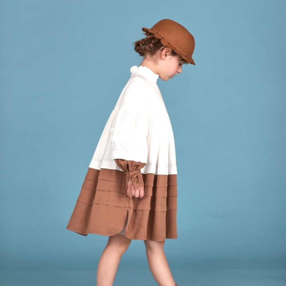 Mimisol Camel/Ivory 2 Tone Dress